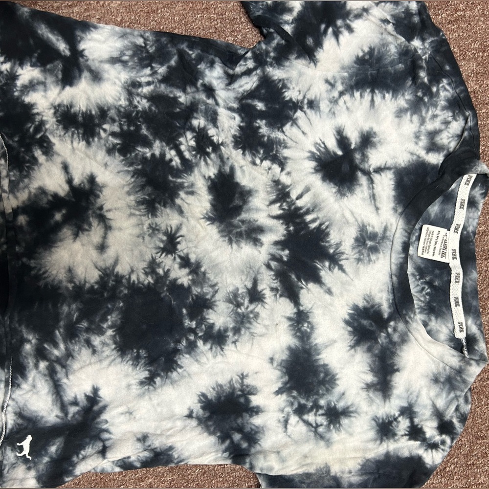 PINK Victoria's Secret Black and White Tie-Dye Tee